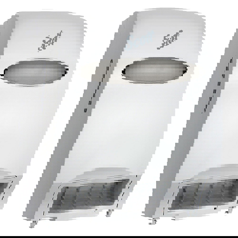 Essential Automatic Hard Roll Towel Dispenser, White, for Purple Core Scott Roll Towels, 12.70