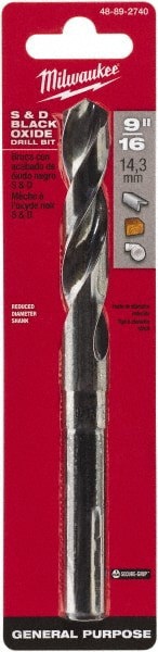 Mechanics Drill Bit: 14.29 mm Dia, 135 &deg; Point, High Speed Steel, Weldon Shank, Split Point