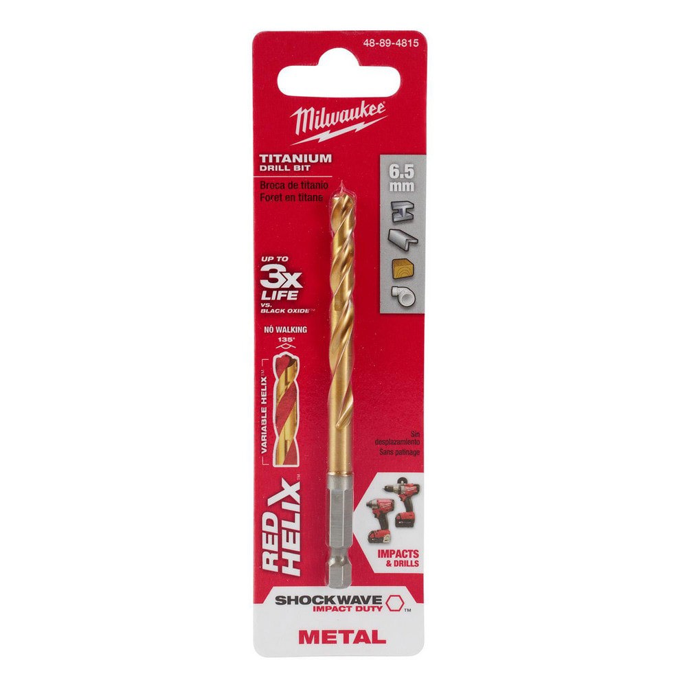 Jobber Length Drill Bit: 6.50 mm Dia, 135 deg, HSS