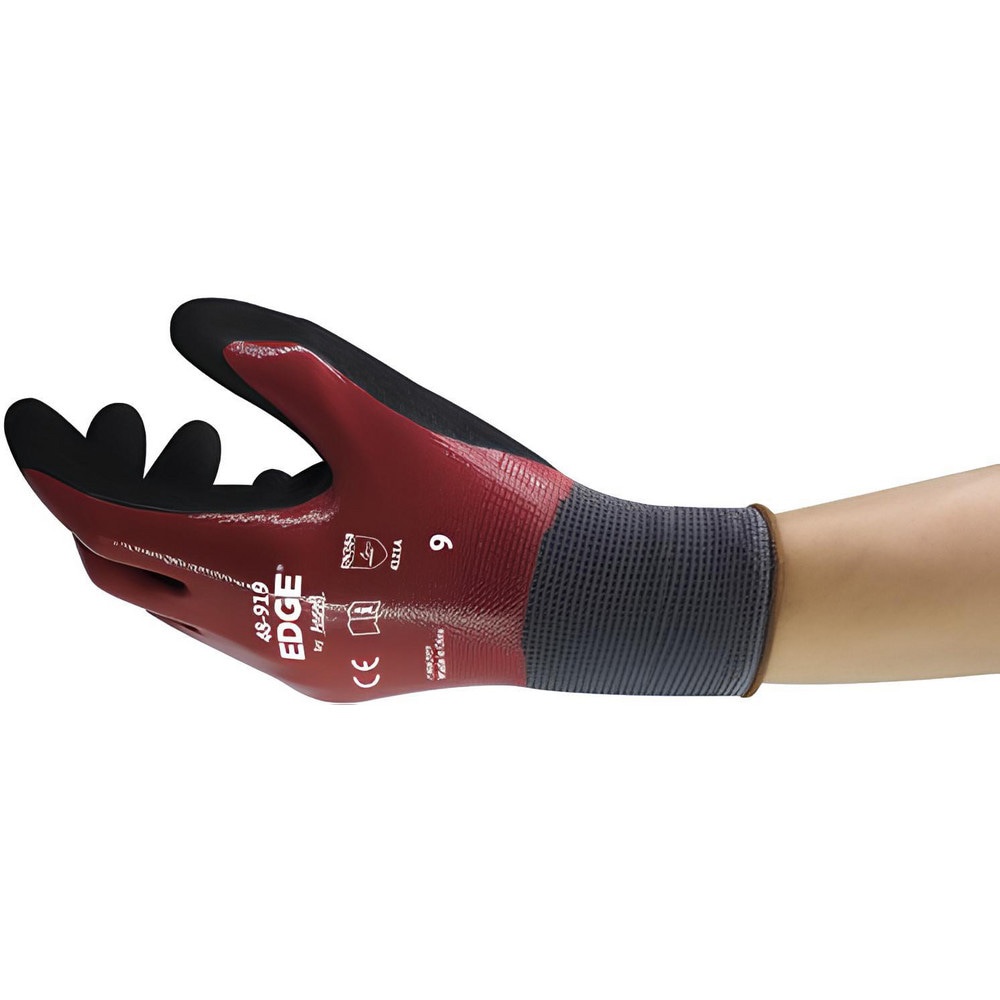 Work Gloves: Edge 48-919, Size X-Small, Nitrile-Coated Polyester, General Purpose