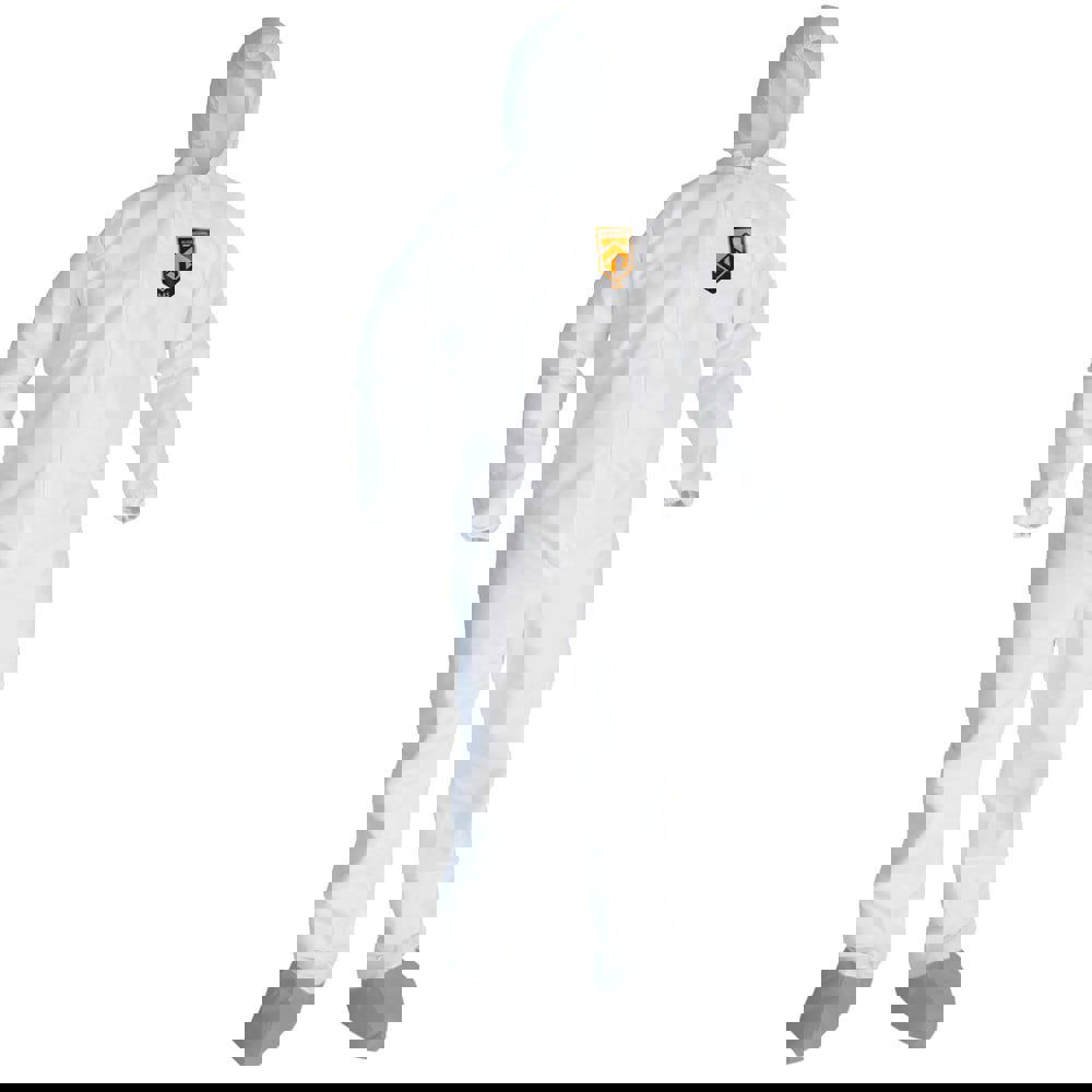 Disposable Coveralls: Size X-Large, Microporous Film Laminate, Zipper Closure