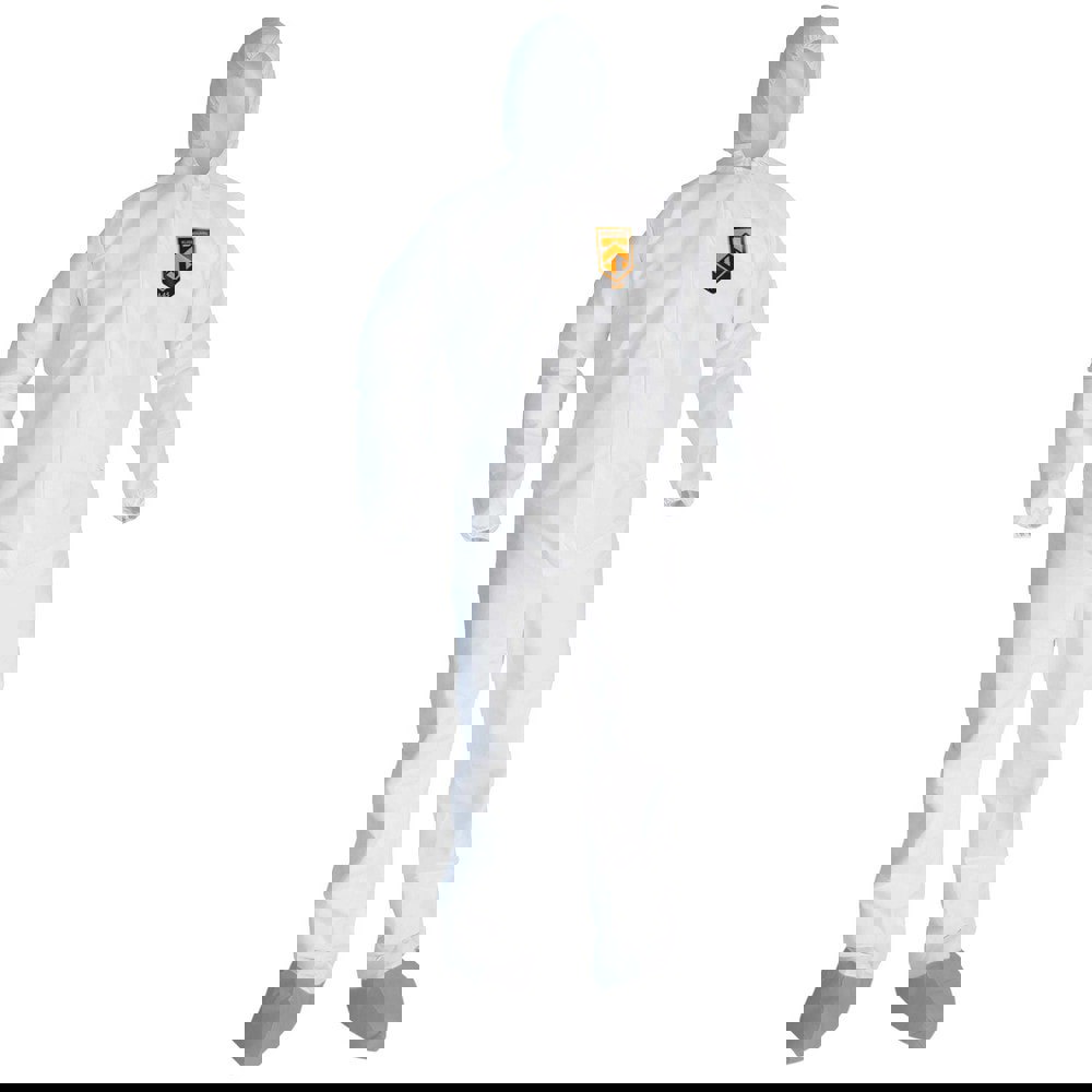 Disposable Coveralls: Liquid & Particle Protection, Size 3X-Large, Microporous Film, Zipper Closure