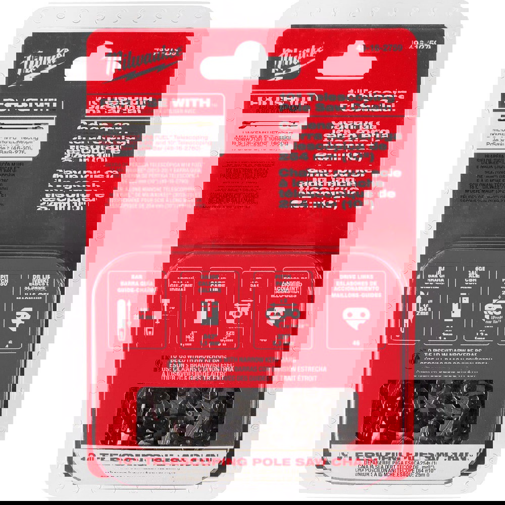 Outdoor Power Equipment Accessories; Accessory Type: Pole Saw Chain ; For Use With: Milwaukee M18 FUEL Telescoping Pole Saw ; Material: Steel ; Length (Inch): 15 in ; Overall Width: 0in ; Overall Height: 0.625in