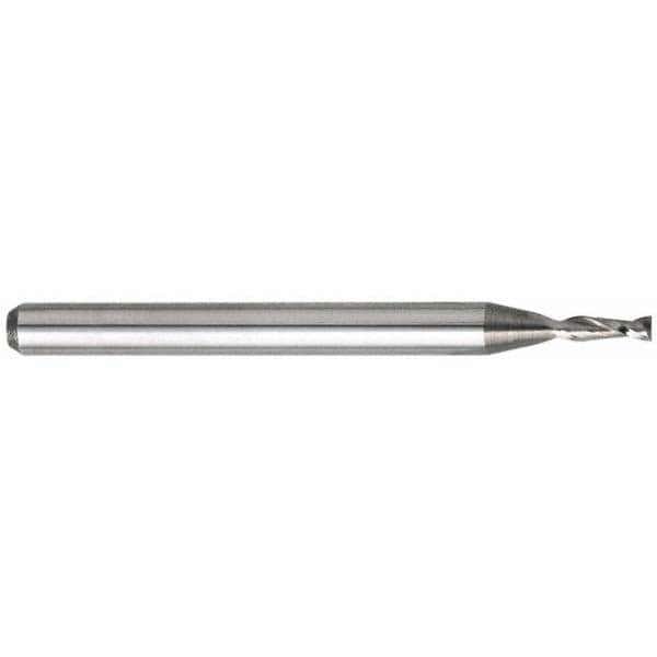 Square End Mill: 0.015'' Dia, 3/64'' LOC, 1/8'' Shank Dia, 1-1/2'' OAL, 2 Flutes, Solid Carbide