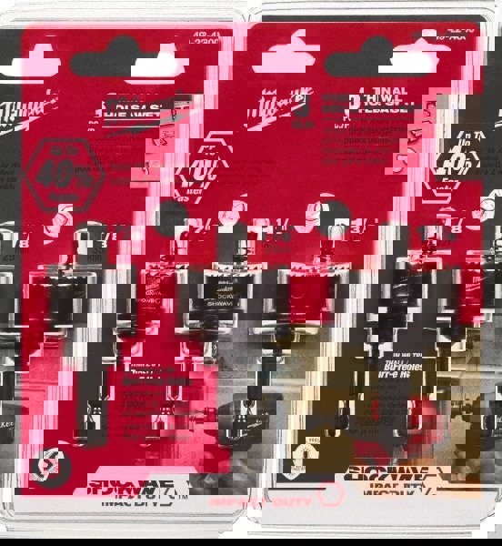 Impact Rated Hole Saw Kit: 3 Pc, 7/8 to 1-3/8