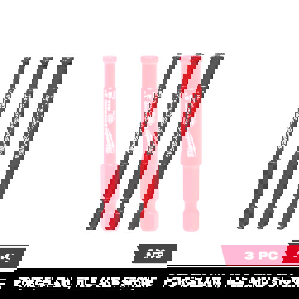 Hole Saw Kits; Number of Hole Saws: 3 ; Maximum Cutting Depth: 1.5in ; Cutting Edge Style: Continuous ; Material: Diamond Grit ; Material Application: Tile ; Shank Type: Hex