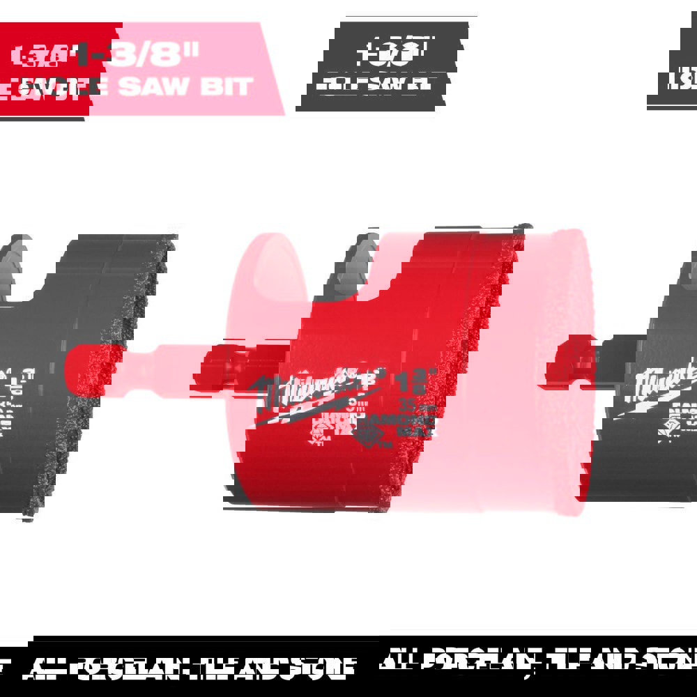 Hole Saws; Hole Saw Compatibility: Power Drills ; Saw Diameter (Inch): 1-3/8 ; Saw Material: Diamond ; Cutting Depth (Inch): 1-1/2 ; Cutting Edge Style: Continuous ; Material Application: Porcelain; Tile; Stone