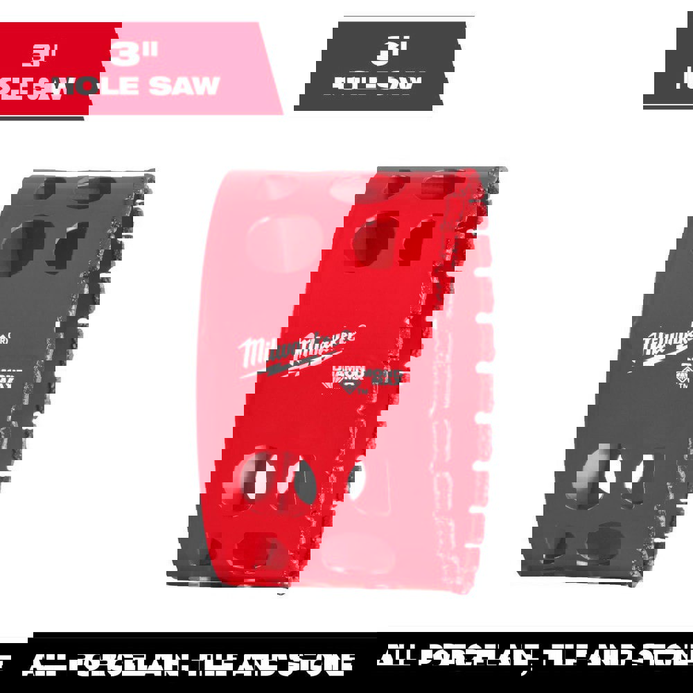 Hole Saws; Hole Saw Compatibility: Power Drills ; Saw Diameter (Inch): 3 ; Saw Material: Diamond ; Cutting Depth (Inch): 1-1/2 ; Cutting Edge Style: Continuous ; Material Application: Porcelain; Tile; Stone