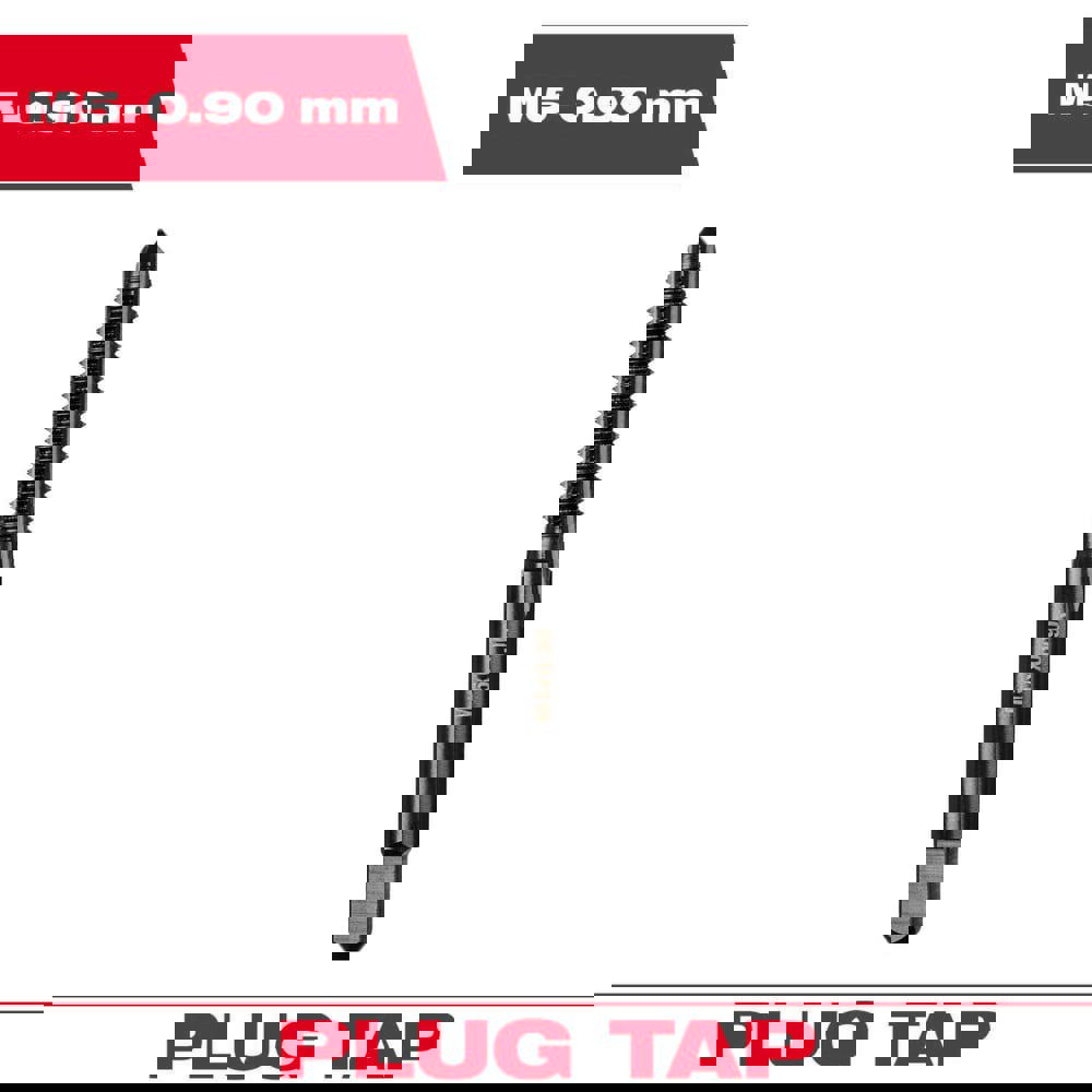Straight Flute Taps; Tap Type: Straight Flute ; Thread Size (mm): M5x0.9 ; Thread Standard: Metric ; Chamfer: Plug ; Material: High-Carbon Steel ; Coating/Finish: Black Oxide