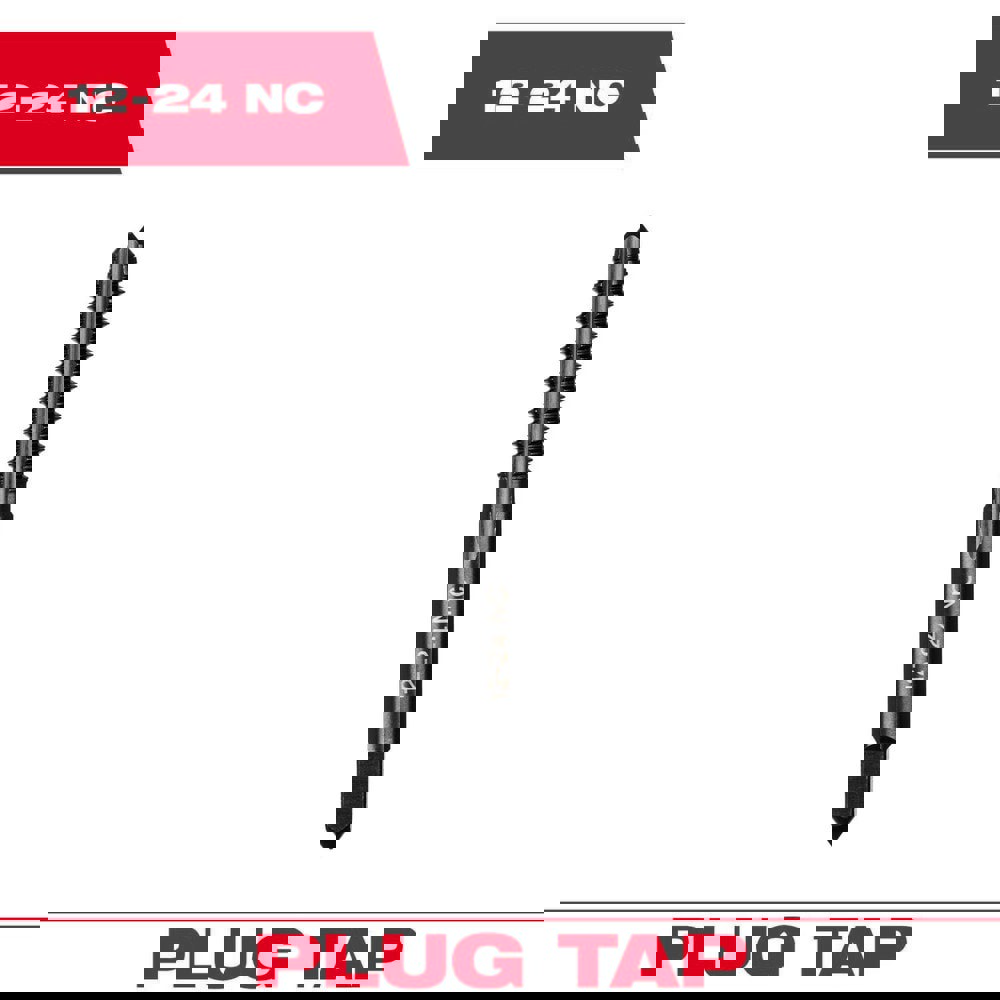 Straight Flute Taps; Tap Type: Straight Flute ; Thread Size (Inch): #12-24 ; Chamfer: Plug ; Material: High-Carbon Steel ; Coating/Finish: Black Oxide ; Thread Direction: Right Hand