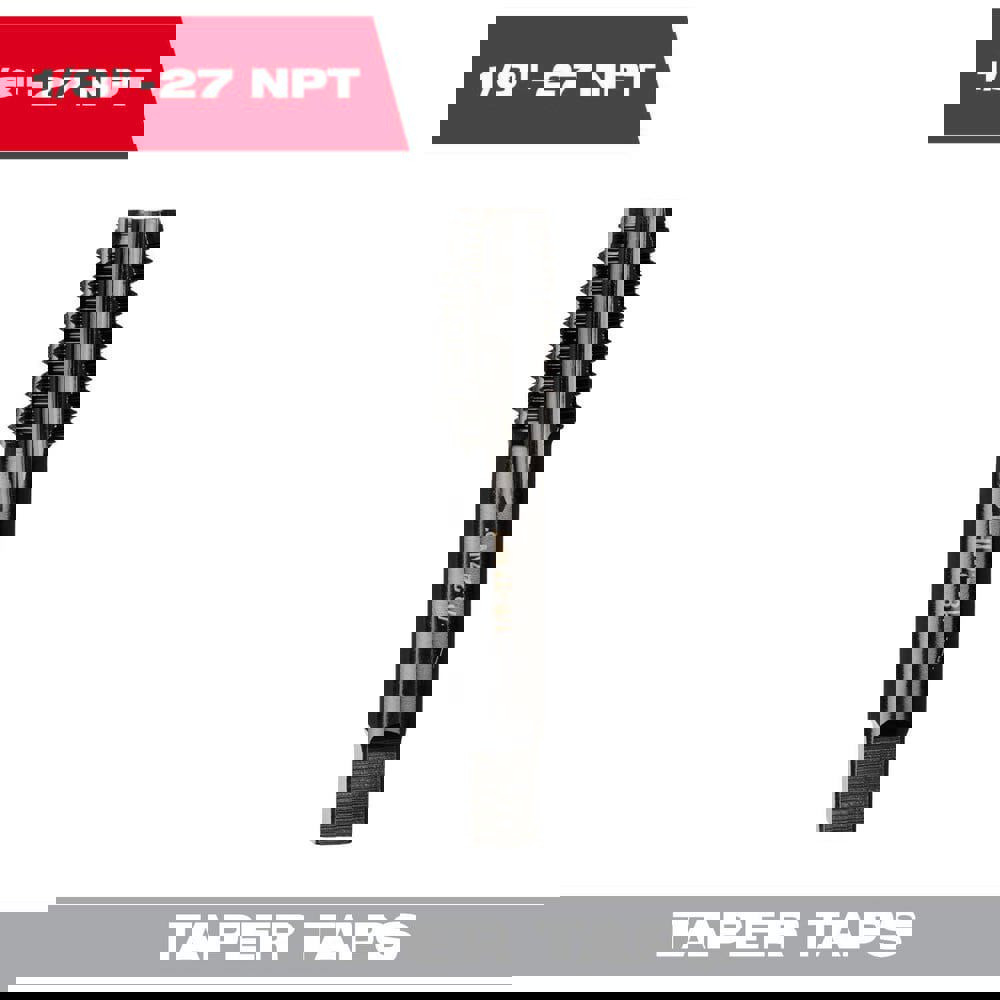 Straight Flute Tap: 1/8-27 NPT, 4 Flute, Taper Chamfer, 2B Class of Fit, High-Carbon Steel, Black Oxide Finish