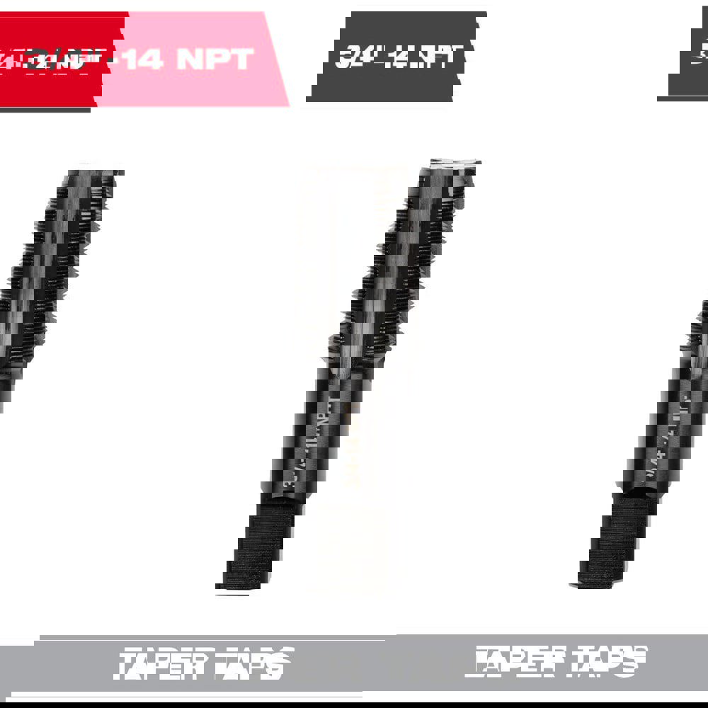 Straight Flute Tap: 3/4-14 NPT, 4 Flute, Taper Chamfer, 2B Class of Fit, High-Carbon Steel, Black Oxide Finish