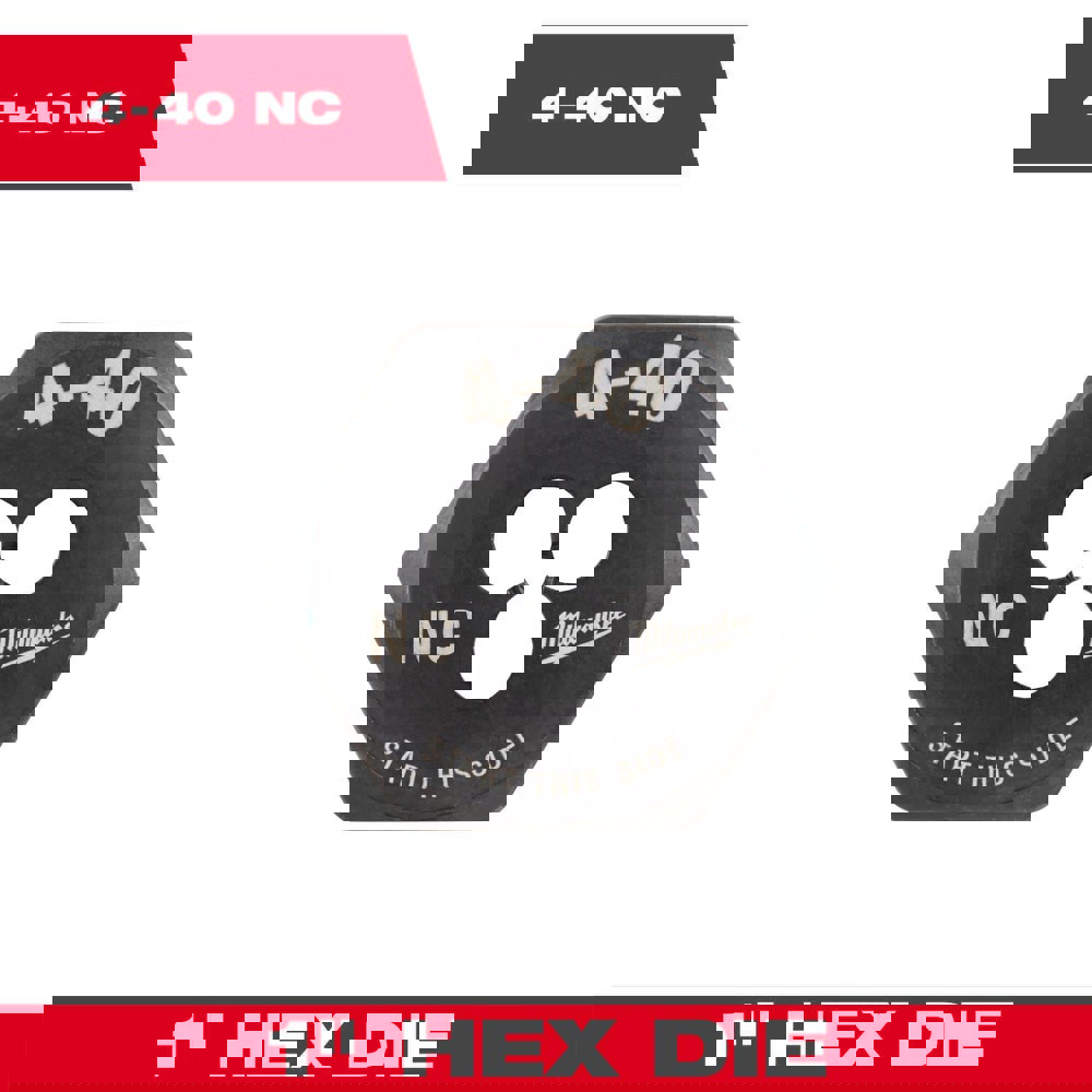 Hex Rethreading Dies; Thread Size (Inch): #4-40 ; Material: Carbon Steel ; Thread Direction: Right Hand ; Thread Standard: UNC ; Series: Hex-LOK ; Hex Size (Decimal Inch): 1.0000