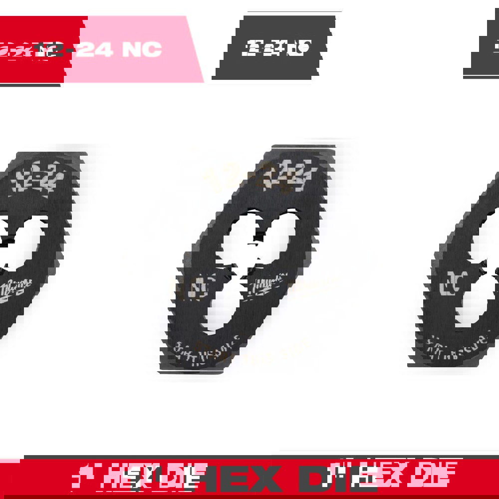 Hex Rethreading Dies; Thread Size (Inch): #12-24 ; Material: Carbon Steel ; Thread Direction: Right Hand ; Thread Standard: UNC ; Series: Hex-LOK ; Hex Size (Decimal Inch): 1.0000