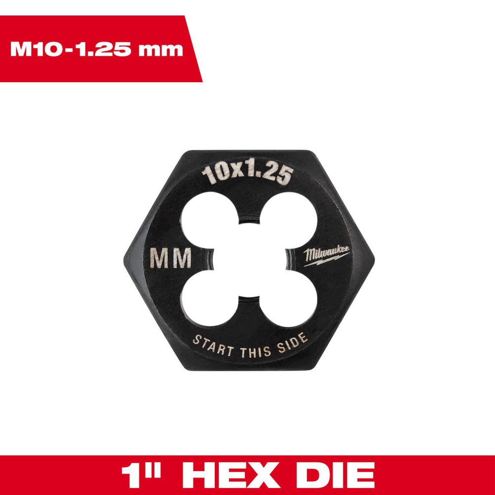 Hex Rethreading Dies; Thread Size (mm): M10x1.25 ; Material: Carbon Steel ; Thread Direction: Right Hand ; Thread Standard: Metric Fine ; Series: Hex-LOK ; Hex Size (Decimal Inch): 1.0000
