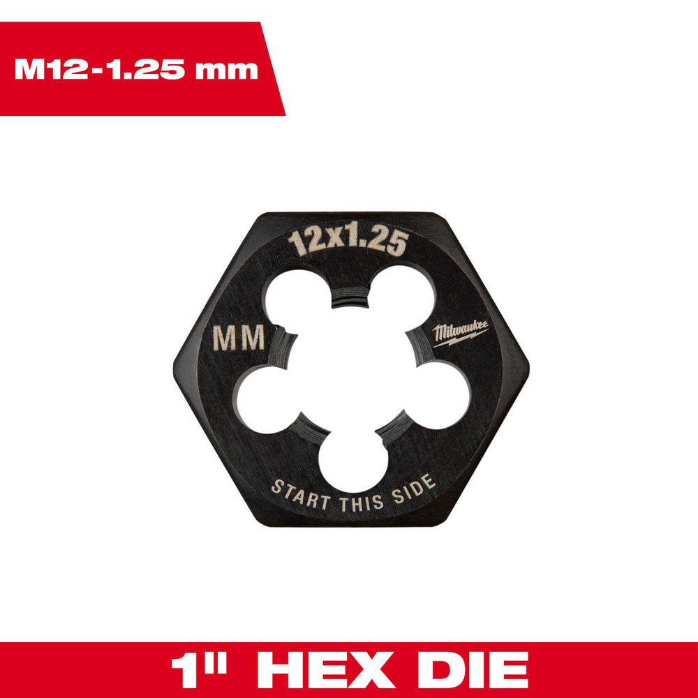 Hex Rethreading Dies; Thread Size (mm): M12x1.25 ; Material: Carbon Steel ; Thread Direction: Right Hand ; Thread Standard: Metric Fine ; Series: Hex-LOK ; Hex Size (Decimal Inch): 1.0000