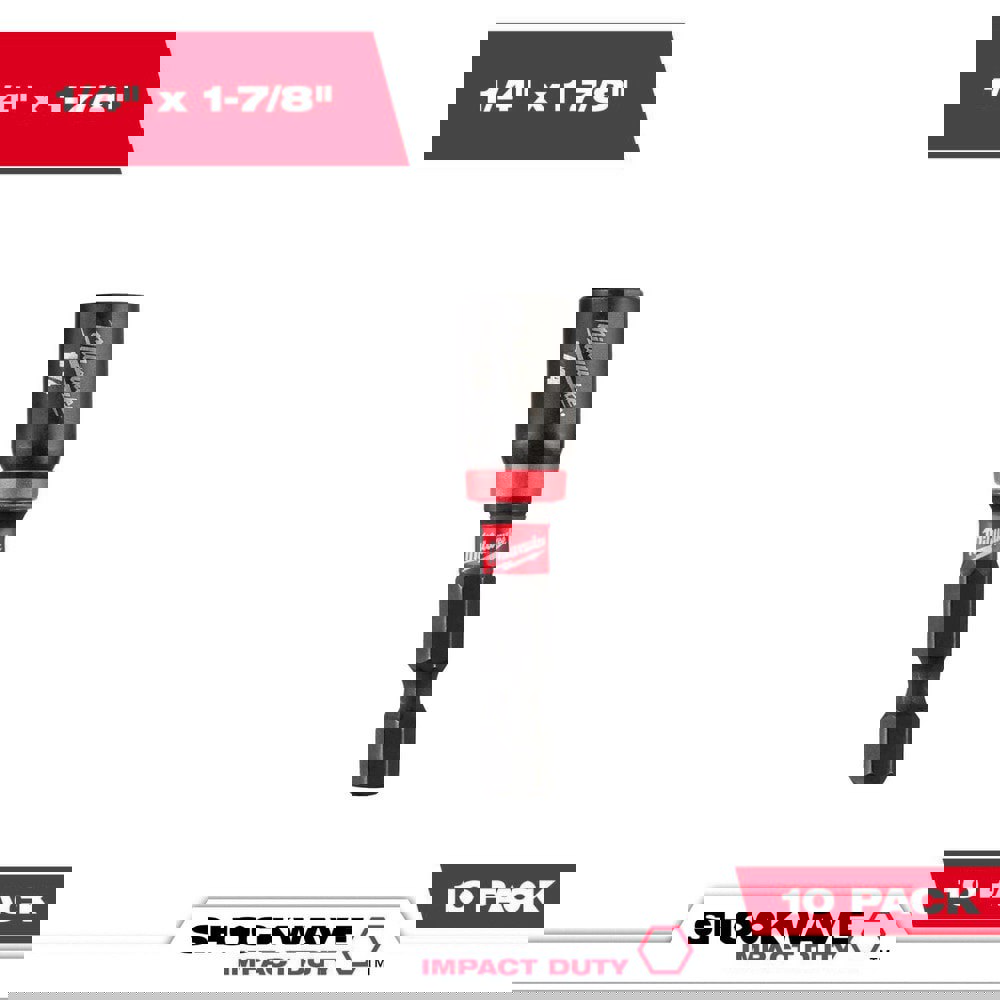 Power & Impact Screwdriver Bit Sets; Bit Type: Impact Nut Driver ; Point Type: Hex ; Drive Size: 1/4 ; Overall Length (Inch): 1-7/8 ; Hex Size Range (Inch): 1/4 ; Blade Width: 1/4