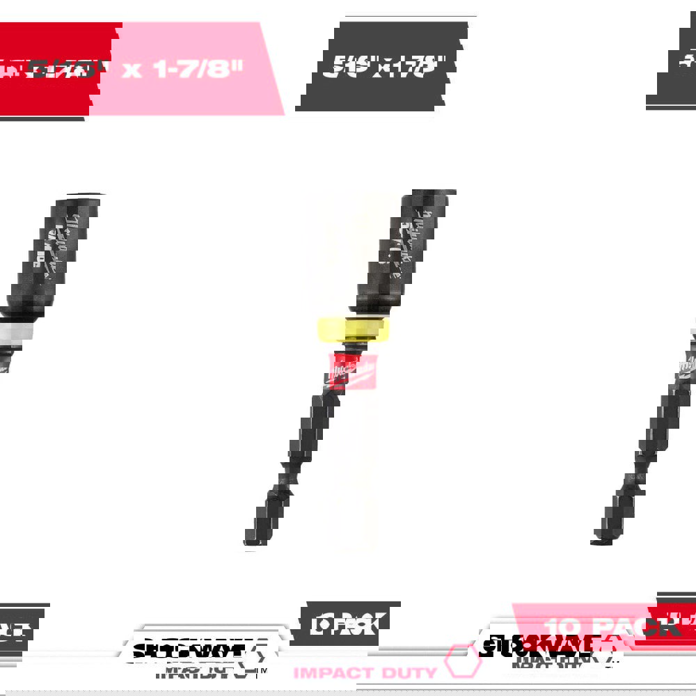 Power & Impact Screwdriver Bit Sets; Bit Type: Impact Nut Driver ; Point Type: Hex ; Drive Size: 5/16 ; Overall Length (Inch): 1-7/8 ; Hex Size Range (Inch): 1/4 ; Blade Width: 1/4