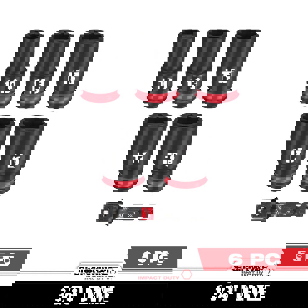 Deep Impact Socket Set Socket Set: 6 Pc, 10.00 to 19.00