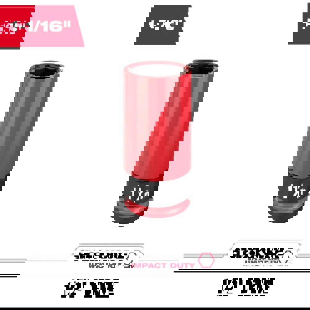 Specialty Sockets; Socket Type: Deep Socket ; Type: Deep ; Drive Size: 1/2 ; Socket Size: 1-1/16 in ; Insulated: No ; Non-sparking: No