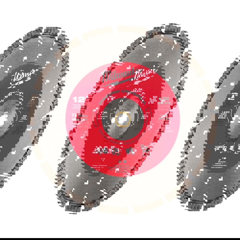 Wet & Dry-Cut Saw Blades; Blade Diameter (Inch): 12 ; Blade Material: Diamond; Steel ; Blade Thickness (Inch): 1/8 ; Arbor Hole Diameter (Inch): 1 ; Arbor Style: Round with Diamond Knockout