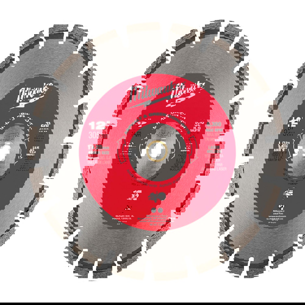 Wet & Dry-Cut Saw Blades; Blade Diameter (Inch): 12 ; Blade Material: Diamond; Steel ; Blade Thickness (Inch): 1/8 ; Arbor Hole Diameter (Inch): 1 ; Arbor Style: Round with Diamond Knockout ; Application: Green Concrete; Asphalt; Block; Brick