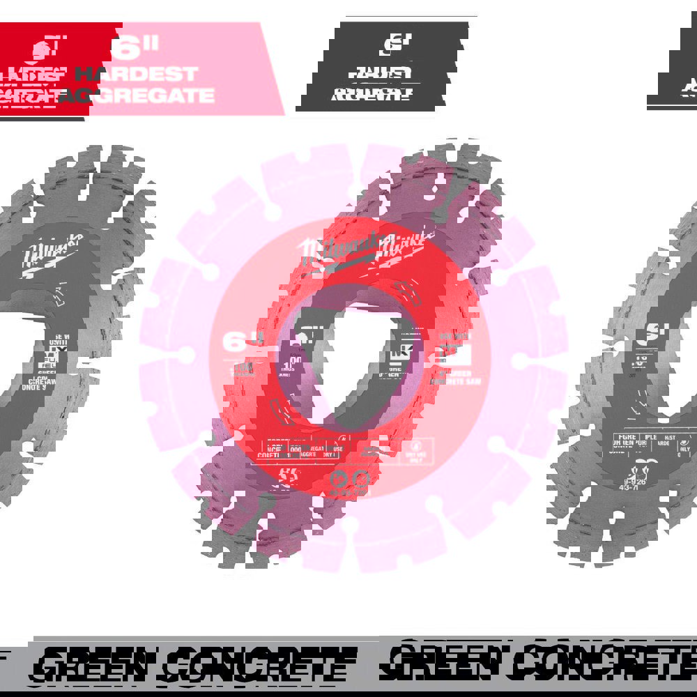 Wet & Dry-Cut Saw Blades; Blade Diameter (Inch): 6 ; Blade Material: Diamond ; Blade Thickness (Decimal Inch): 0.1000 ; Number of Teeth: 12 ; Arbor Style: Triangle ; Application: Green Concrete