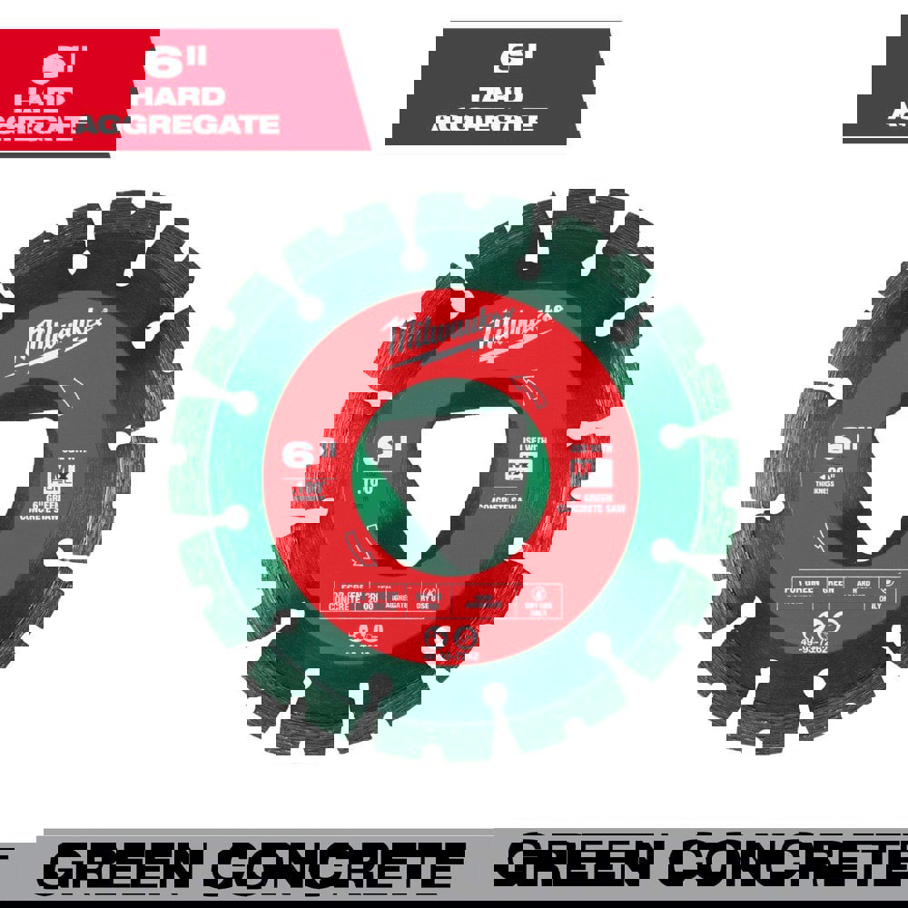 Wet & Dry-Cut Saw Blades; Blade Diameter (Inch): 6 ; Blade Material: Diamond ; Blade Thickness (Decimal Inch): 0.1000 ; Number of Teeth: 12 ; Arbor Style: Triangle ; Application: Green Concrete