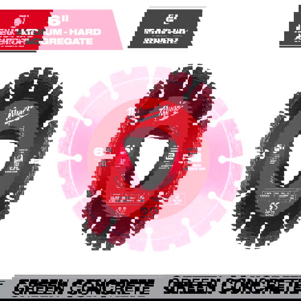 Wet & Dry-Cut Saw Blades; Blade Diameter (Inch): 6 ; Blade Material: Diamond ; Blade Thickness (Decimal Inch): 0.1000 ; Number of Teeth: 12 ; Arbor Style: Triangle ; Application: Green Concrete