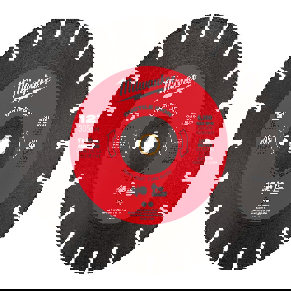 Wet & Dry-Cut Saw Blades; Blade Diameter (Inch): 12 ; Blade Material: Diamond; Steel ; Blade Thickness (Inch): 1/8 ; Arbor Hole Diameter (Inch): 1 ; Arbor Style: Round with Diamond Knockout ; Application: Ductile Iron; Concrete-Lined Cast Iron Pipe