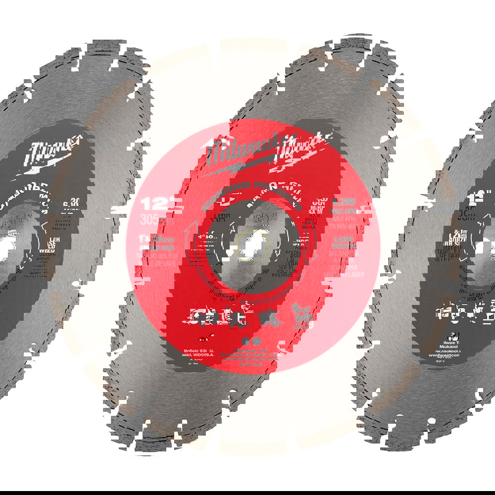 Wet & Dry-Cut Saw Blades; Blade Diameter (Inch): 12 ; Blade Material: Diamond; Steel ; Blade Thickness (Inch): 1/8 ; Arbor Hole Diameter (Inch): 1 ; Arbor Style: Round with Diamond Knockout ; Application: Brick; Block; Cured Concrete; Stone