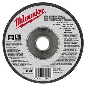 Cutoff Wheel: Type 1, 6