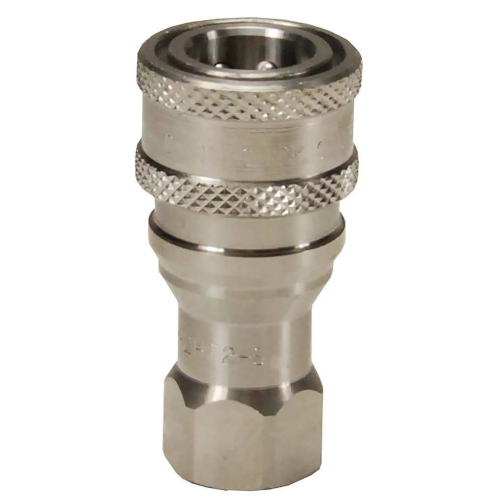 Hydraulic Hose Fittings & Couplings; Type: H-Series ISO-B Poppet Valve Female Threaded Coupler ; Fitting Type: Coupler ; Hose Inside Diameter (Decimal Inch): 0.5000 ; Hose Size: 1/2 ; Material: Stainless Steel ; Thread Type: NPTF