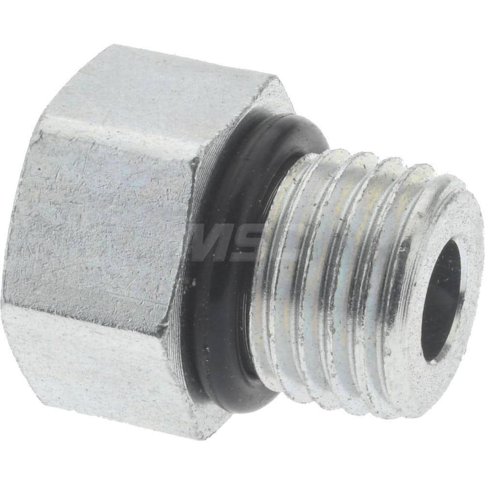 Industrial Pipe Hex Plug: 7/16-20 Male Thread, Male Straight Thread O-Ring