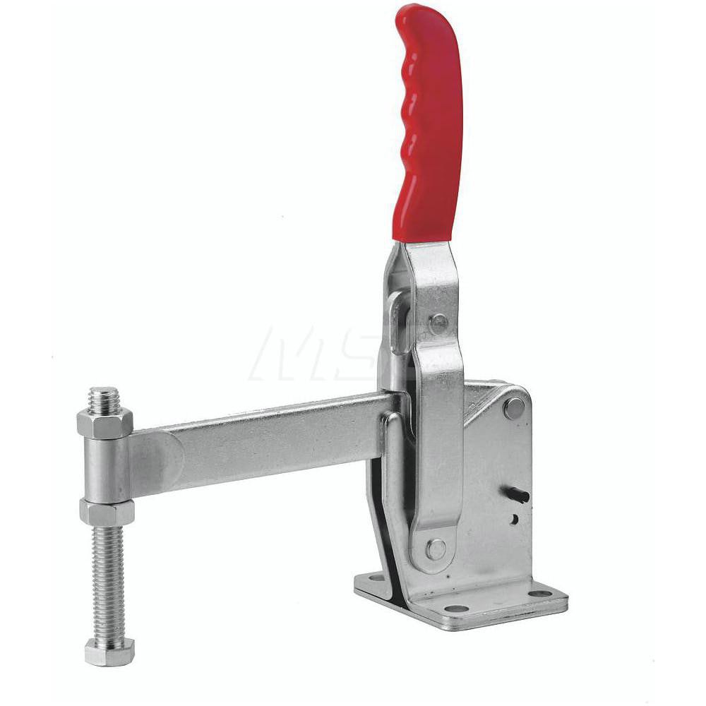 Manual Hold-Down Toggle Clamp: Vertical, 1,200 lb Capacity, Solid Bar, Flanged Base