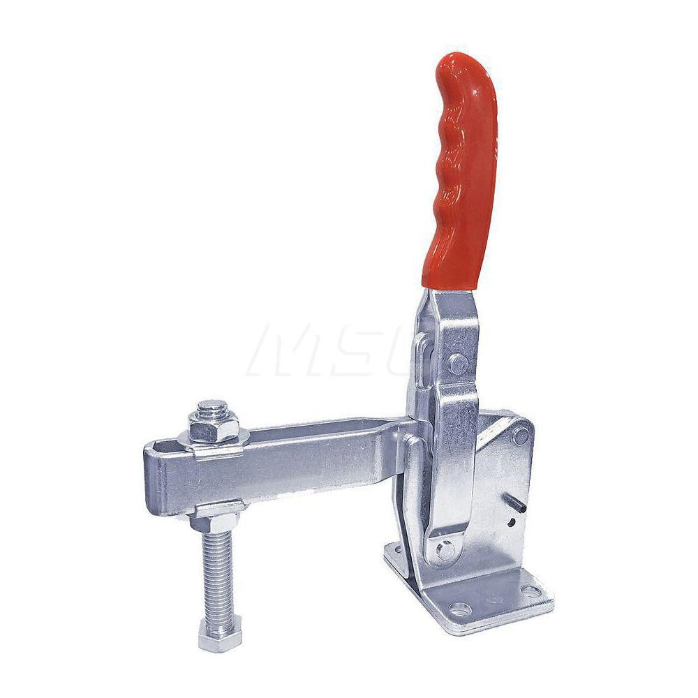 Manual Hold-Down Toggle Clamp: Vertical, 1,200 lb Capacity, U-Bar, Flanged Base