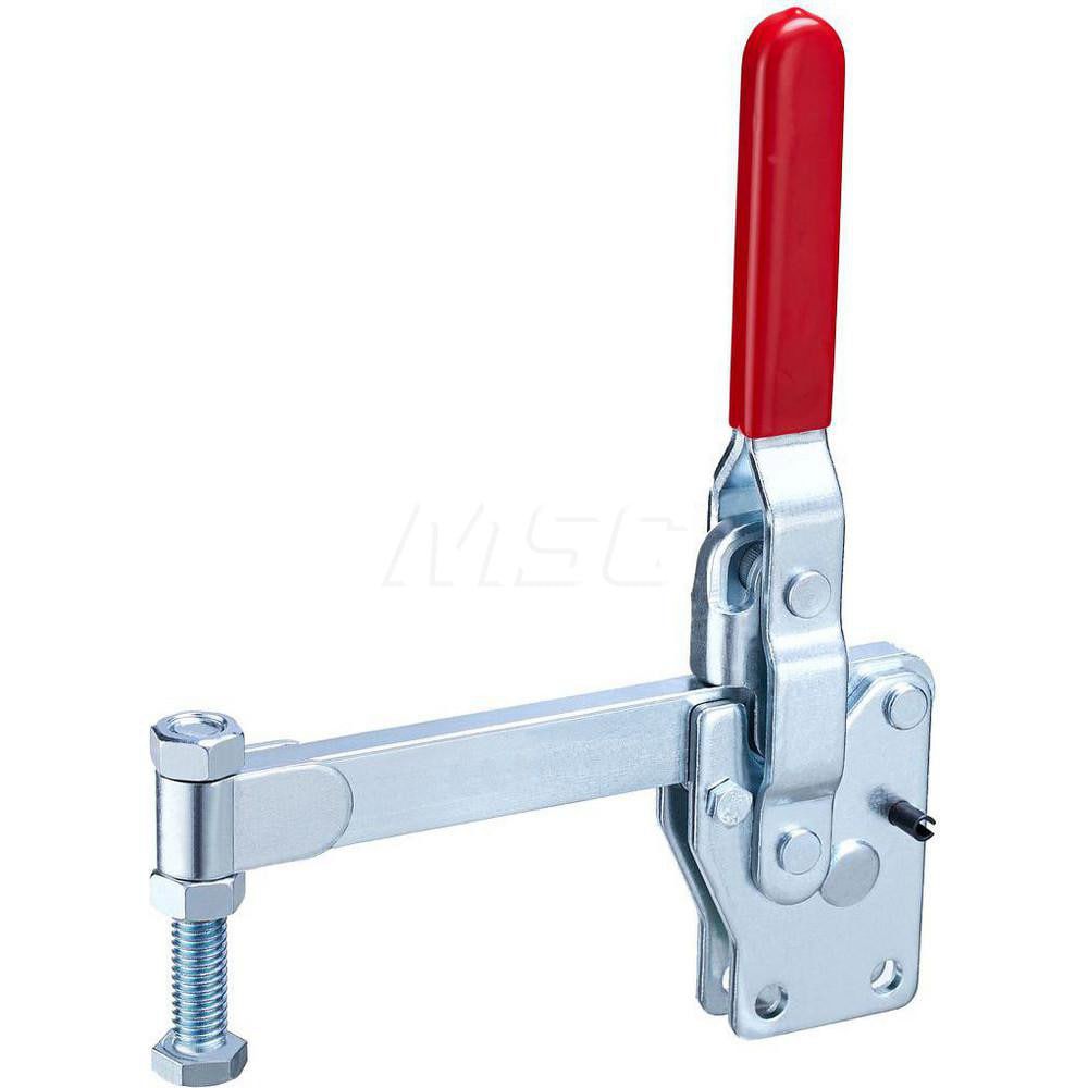 Manual Hold-Down Toggle Clamp: Vertical, 1,000 lb Capacity, Solid Bar, Straight Base