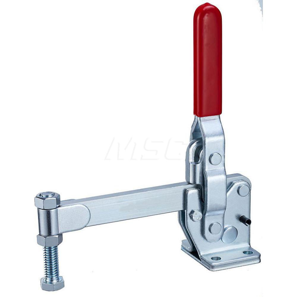 Manual Hold-Down Toggle Clamp: Vertical, 1,000 lb Capacity, Solid Bar, Flanged Base