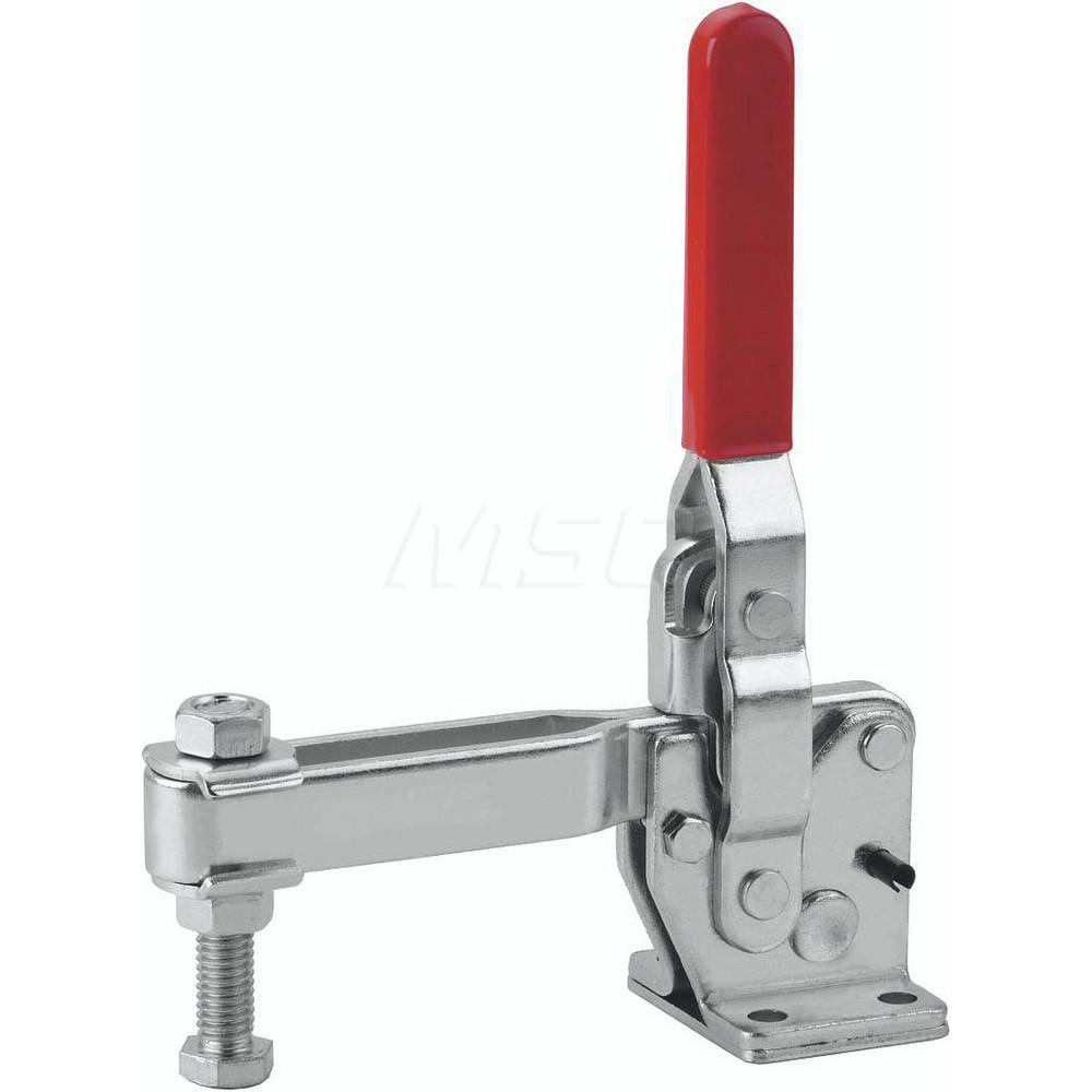 Manual Hold-Down Toggle Clamp: Vertical, 1,000 lb Capacity, U-Bar, Flanged Base