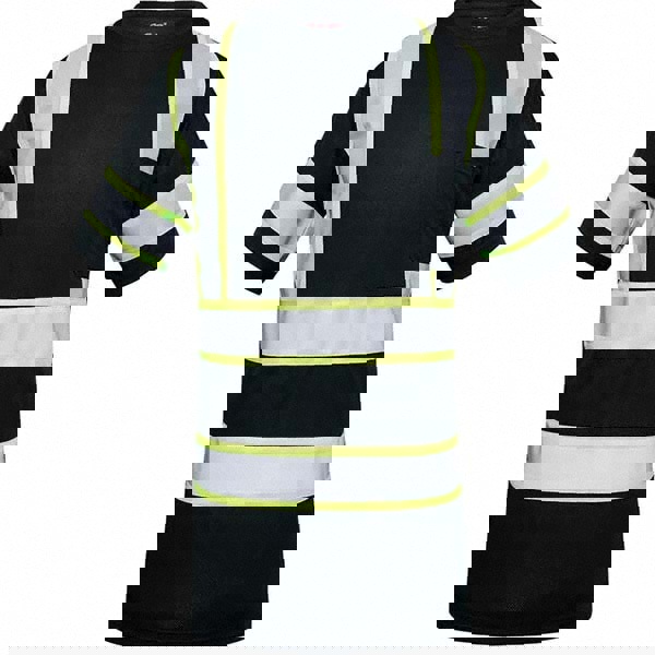 Work Shirt: High-Visibility, Large, Polyester, Black & Silver, 1 Pocket