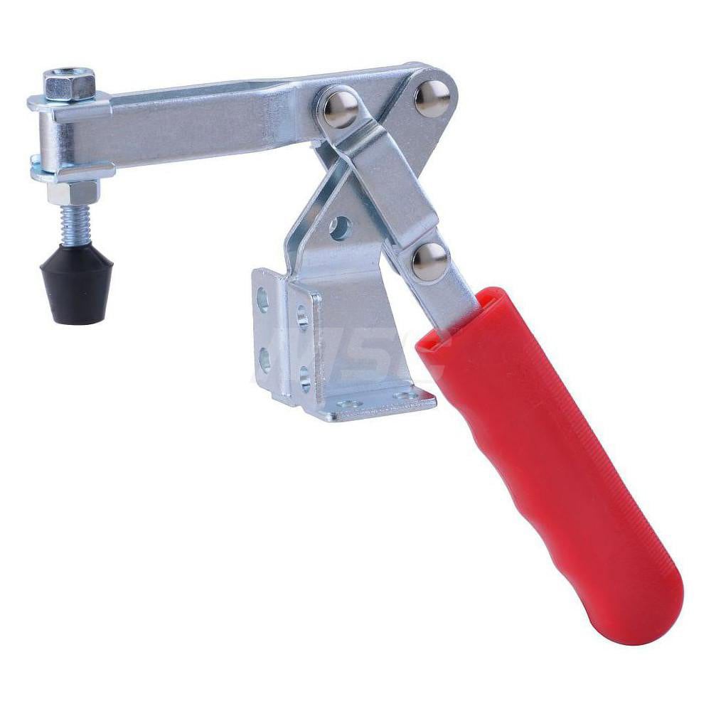 Manual Hold-Down Toggle Clamp: Vertical, 225 lb Capacity, U-Bar, Flanged Base