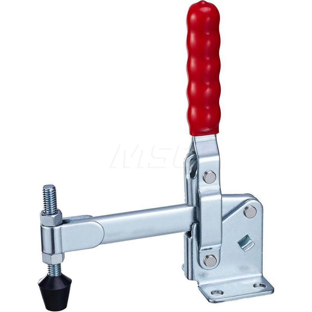 Manual Hold-Down Toggle Clamp: Vertical, 750 lb Capacity, Solid Bar, Flanged Base