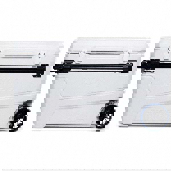 Portable Coolers; Portable Cooler Type: Ice Chest with Wheels ; Body Color: White ; Volume Capacity: 110 qt ; Material: Poly ; Depth (Inch): 23-1/4 ; Special Item Information: Telescoping Handle