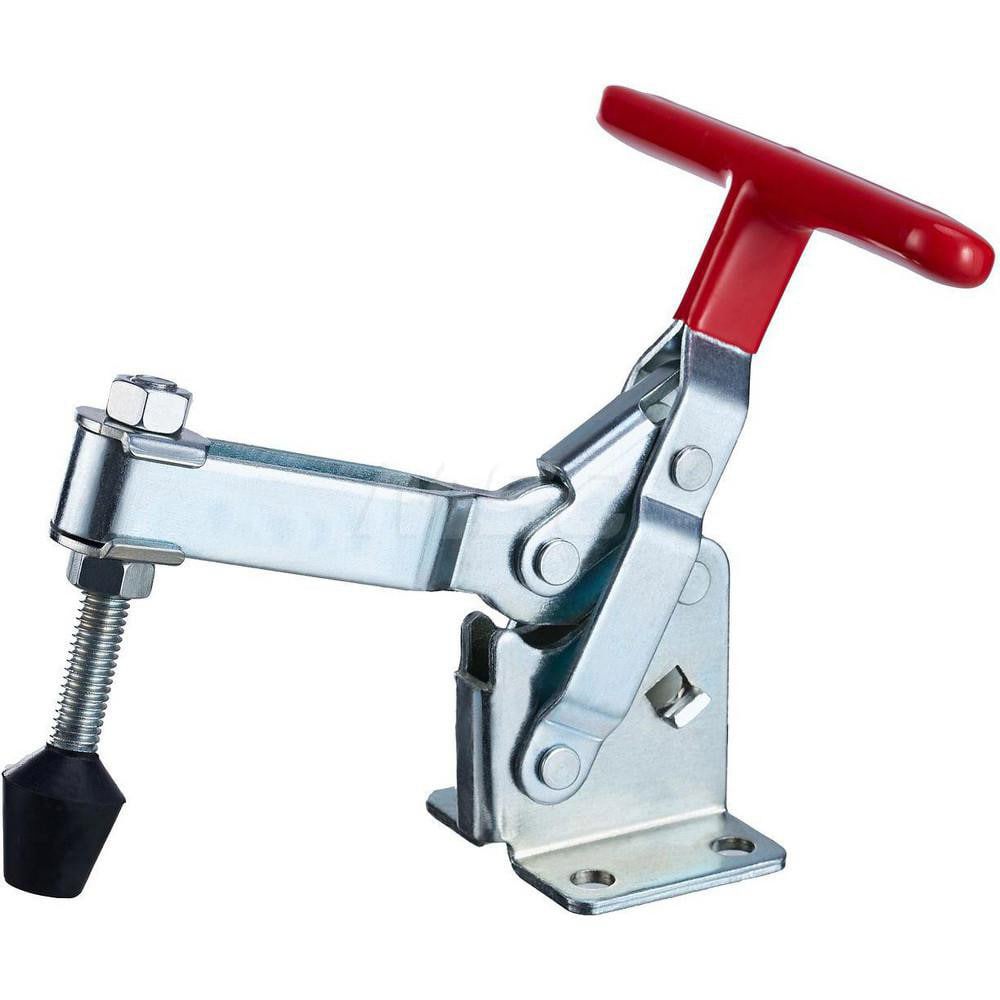 Manual Hold-Down Toggle Clamp: Vertical, 750 lb Capacity, U-Bar, Flanged Base