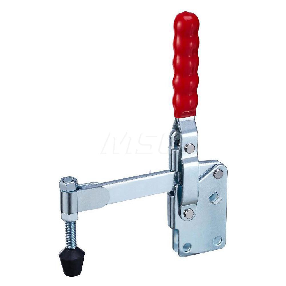 Manual Hold-Down Toggle Clamp: Vertical, 750 lb Capacity, Solid Bar, Straight Base