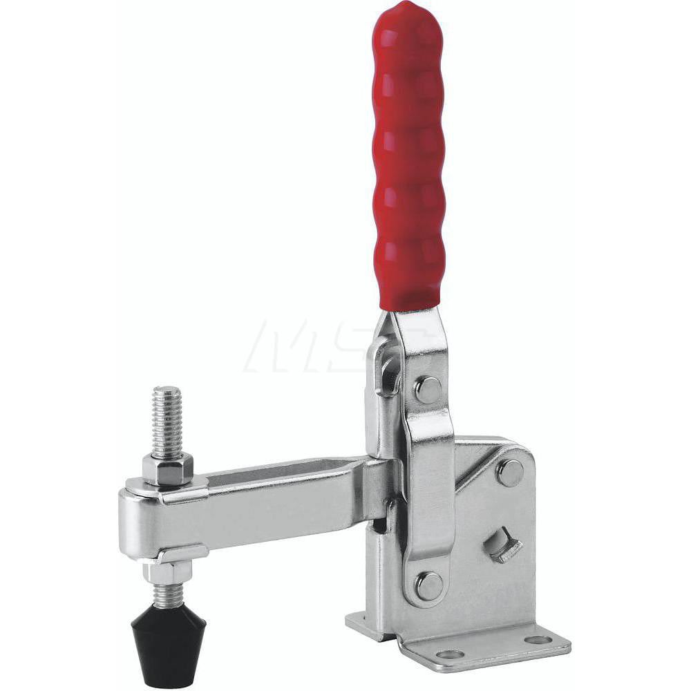 Manual Hold-Down Toggle Clamp: Vertical, 750 lb Capacity, U-Bar, Flanged Base
