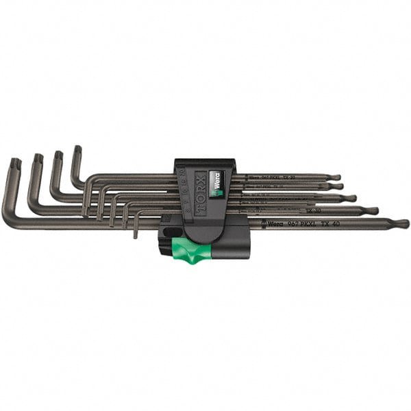 Torx Key Set: 9 Pc, L-Handle, T8 to T40