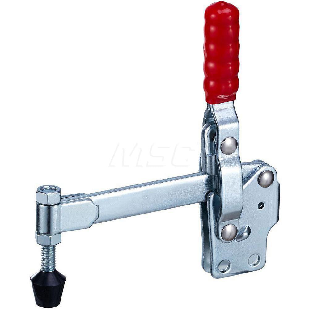 Manual Hold-Down Toggle Clamp: Vertical, 500 lb Capacity, Solid Bar, Straight Base