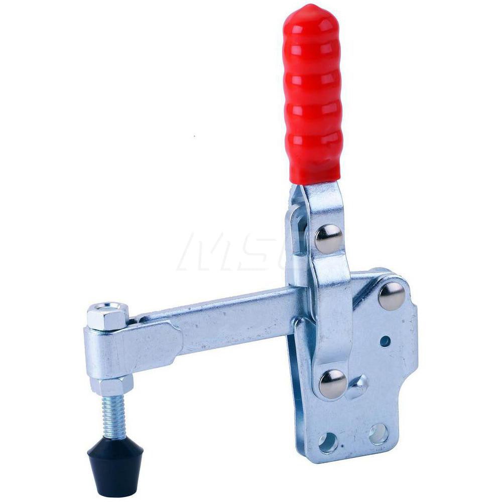 Manual Hold-Down Toggle Clamp: Vertical, 500 lb Capacity, Solid Bar, Straight Base