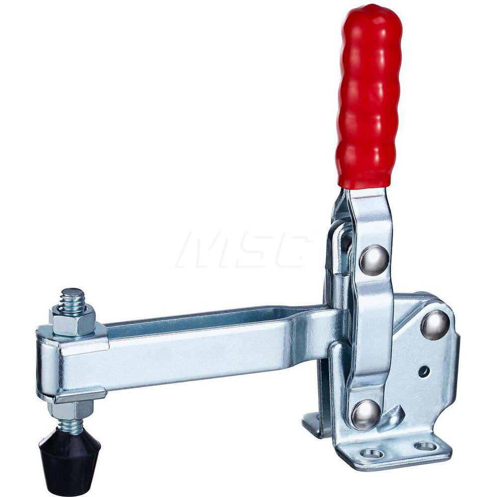 Manual Hold-Down Toggle Clamp: Vertical, 500 lb Capacity, U-Bar, Flanged Base